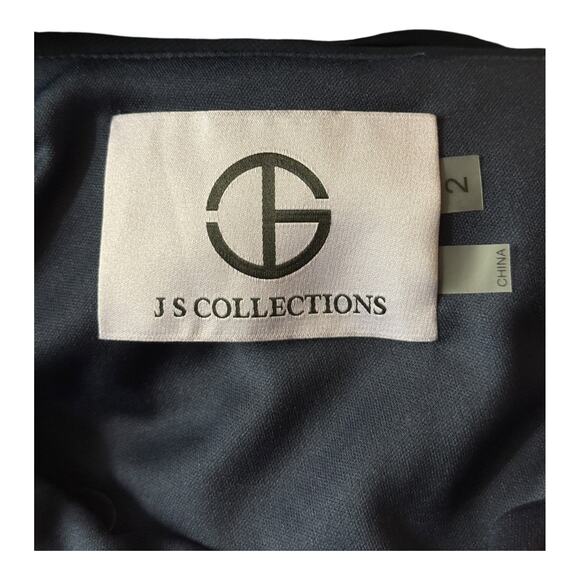 JS Collections Elodie Floral One-Shoulder Cotton Blend Gown dress blue size 2 - Picture 6 of 9